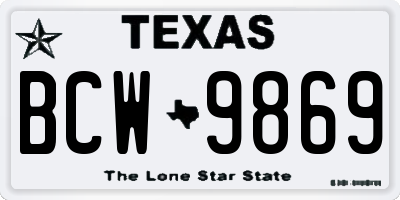 TX license plate BCW9869