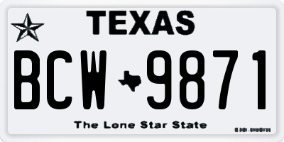 TX license plate BCW9871