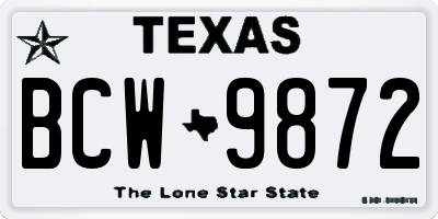 TX license plate BCW9872