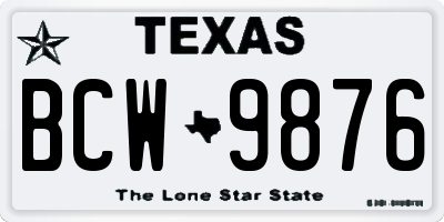 TX license plate BCW9876