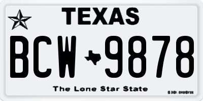 TX license plate BCW9878