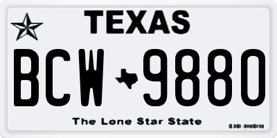 TX license plate BCW9880