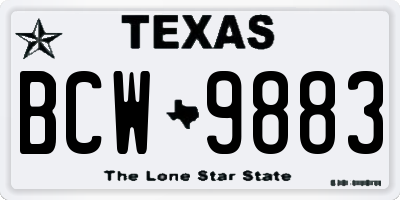 TX license plate BCW9883