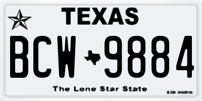 TX license plate BCW9884