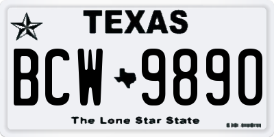 TX license plate BCW9890