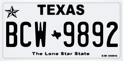 TX license plate BCW9892