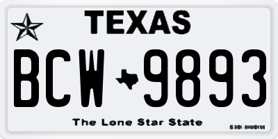 TX license plate BCW9893