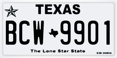 TX license plate BCW9901