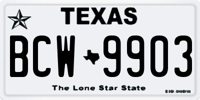 TX license plate BCW9903