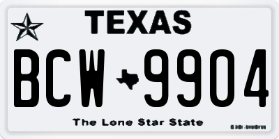 TX license plate BCW9904