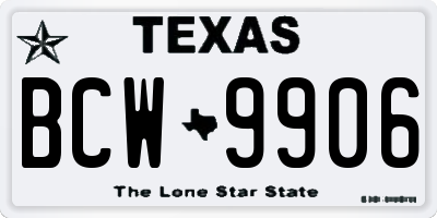 TX license plate BCW9906