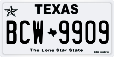 TX license plate BCW9909