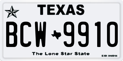 TX license plate BCW9910