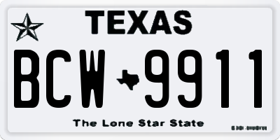 TX license plate BCW9911