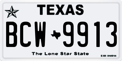 TX license plate BCW9913