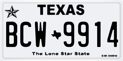 TX license plate BCW9914
