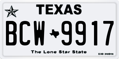 TX license plate BCW9917