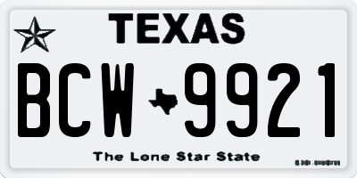 TX license plate BCW9921