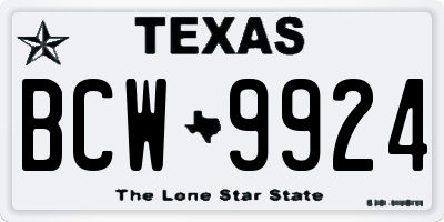 TX license plate BCW9924