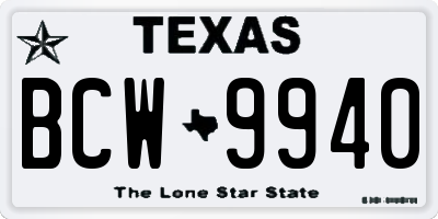 TX license plate BCW9940