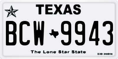 TX license plate BCW9943