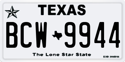 TX license plate BCW9944