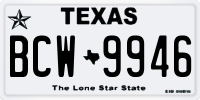 TX license plate BCW9946