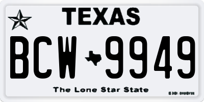 TX license plate BCW9949