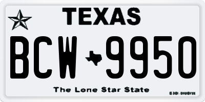 TX license plate BCW9950
