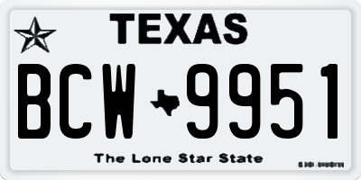 TX license plate BCW9951