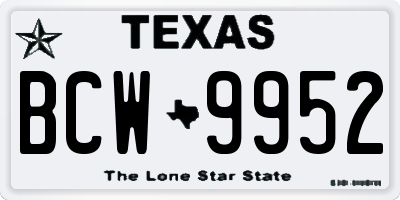 TX license plate BCW9952