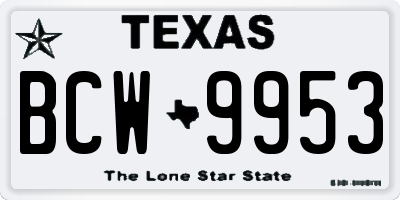 TX license plate BCW9953