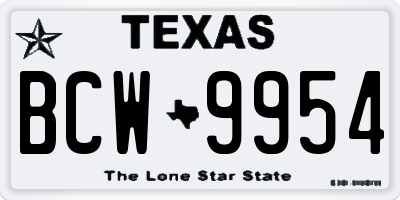 TX license plate BCW9954