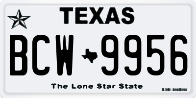 TX license plate BCW9956