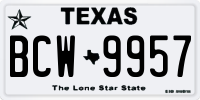 TX license plate BCW9957