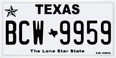 TX license plate BCW9959