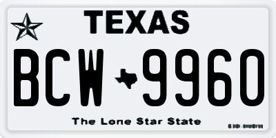 TX license plate BCW9960