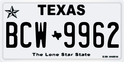 TX license plate BCW9962