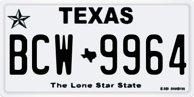 TX license plate BCW9964