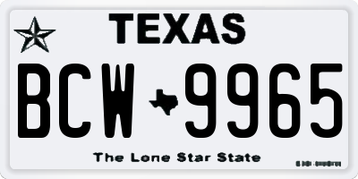 TX license plate BCW9965