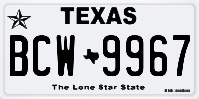 TX license plate BCW9967
