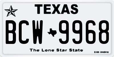 TX license plate BCW9968