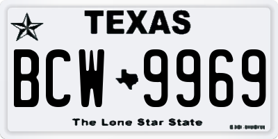 TX license plate BCW9969