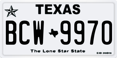 TX license plate BCW9970