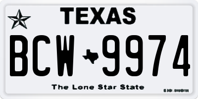 TX license plate BCW9974
