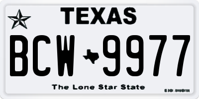TX license plate BCW9977