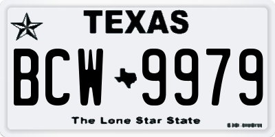 TX license plate BCW9979