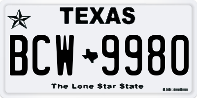 TX license plate BCW9980