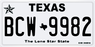 TX license plate BCW9982