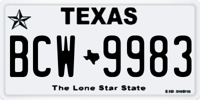 TX license plate BCW9983